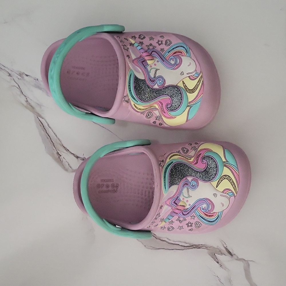 Crocs unicorn 🦄 pink and mint green 💚 💗 Kids Shoes